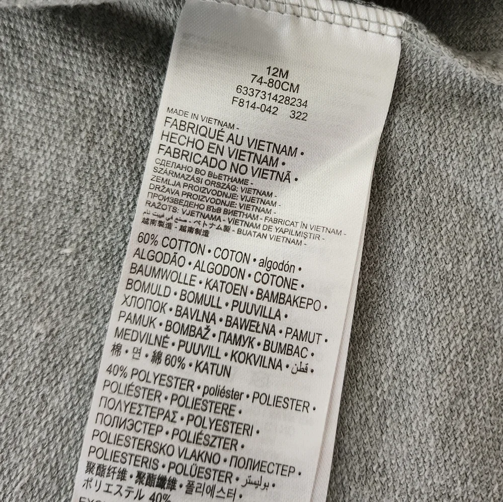 Nike 12M Zip Front Hooded Coveralls Gray NWT